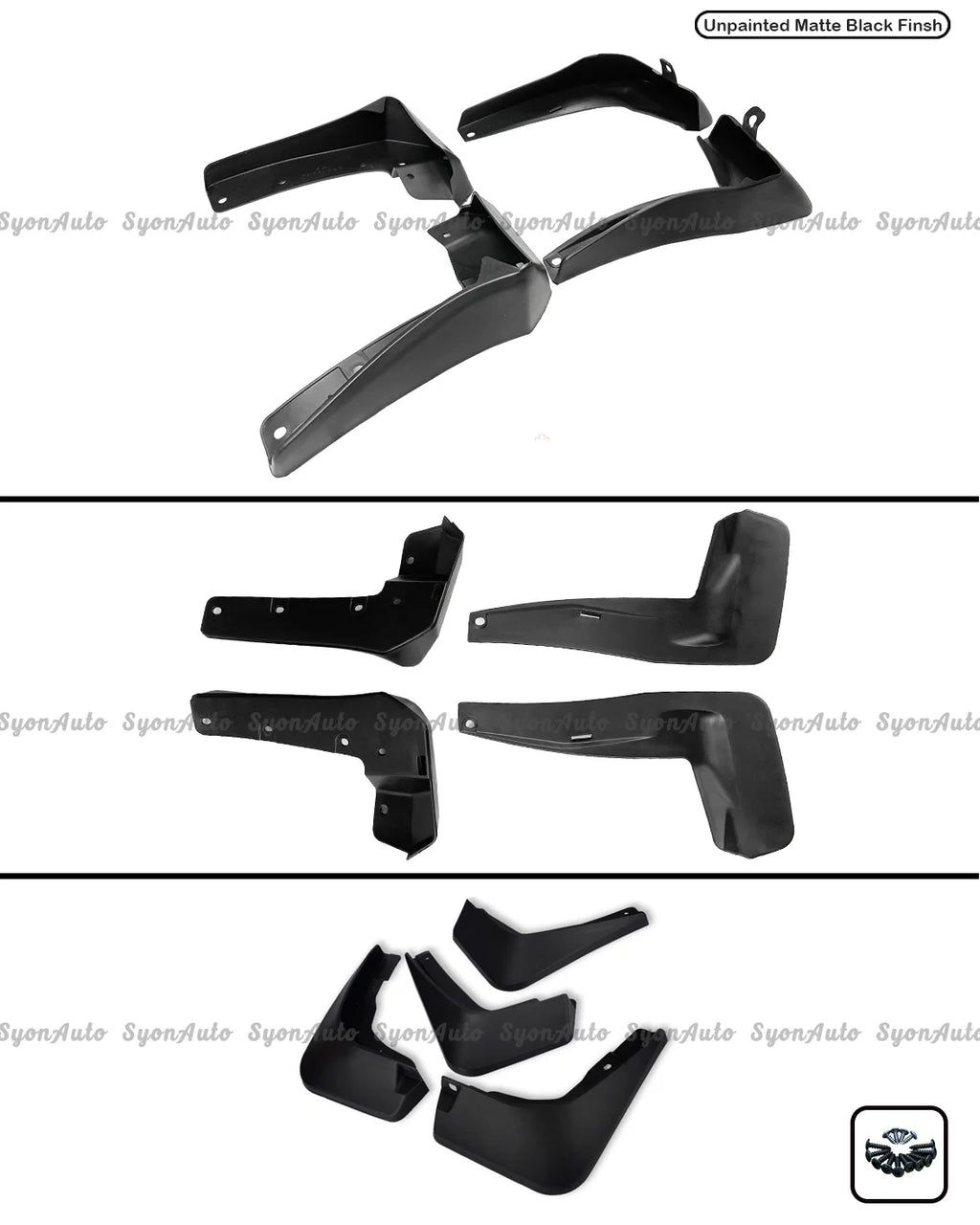 Black 4Pcs Mud Flap Splash Guard Set G286