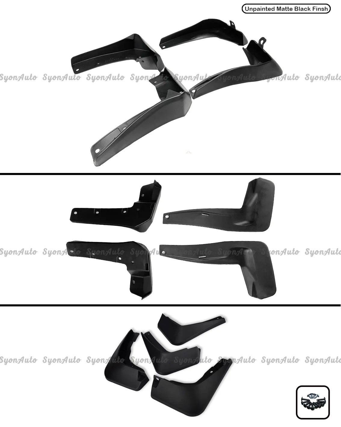 Black 4Pcs Mud Flap Splash Guard Set G286