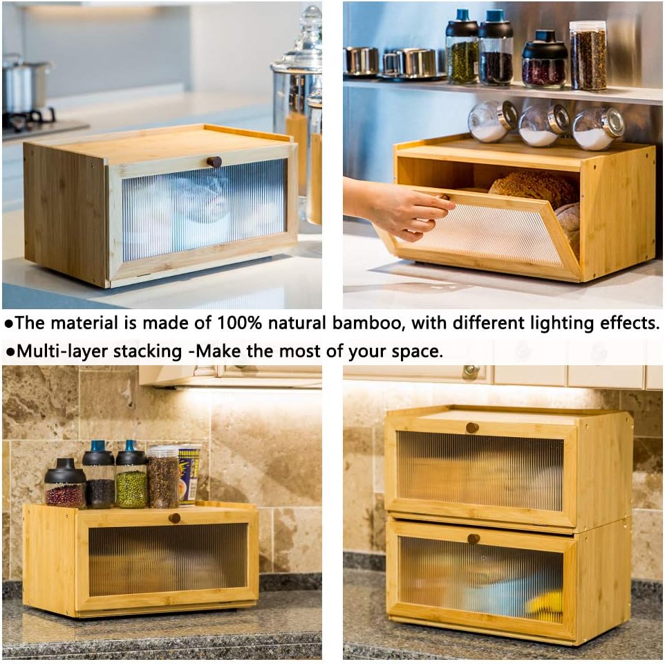 Bamboo Bread Box with Window, Pack of 2 E529937