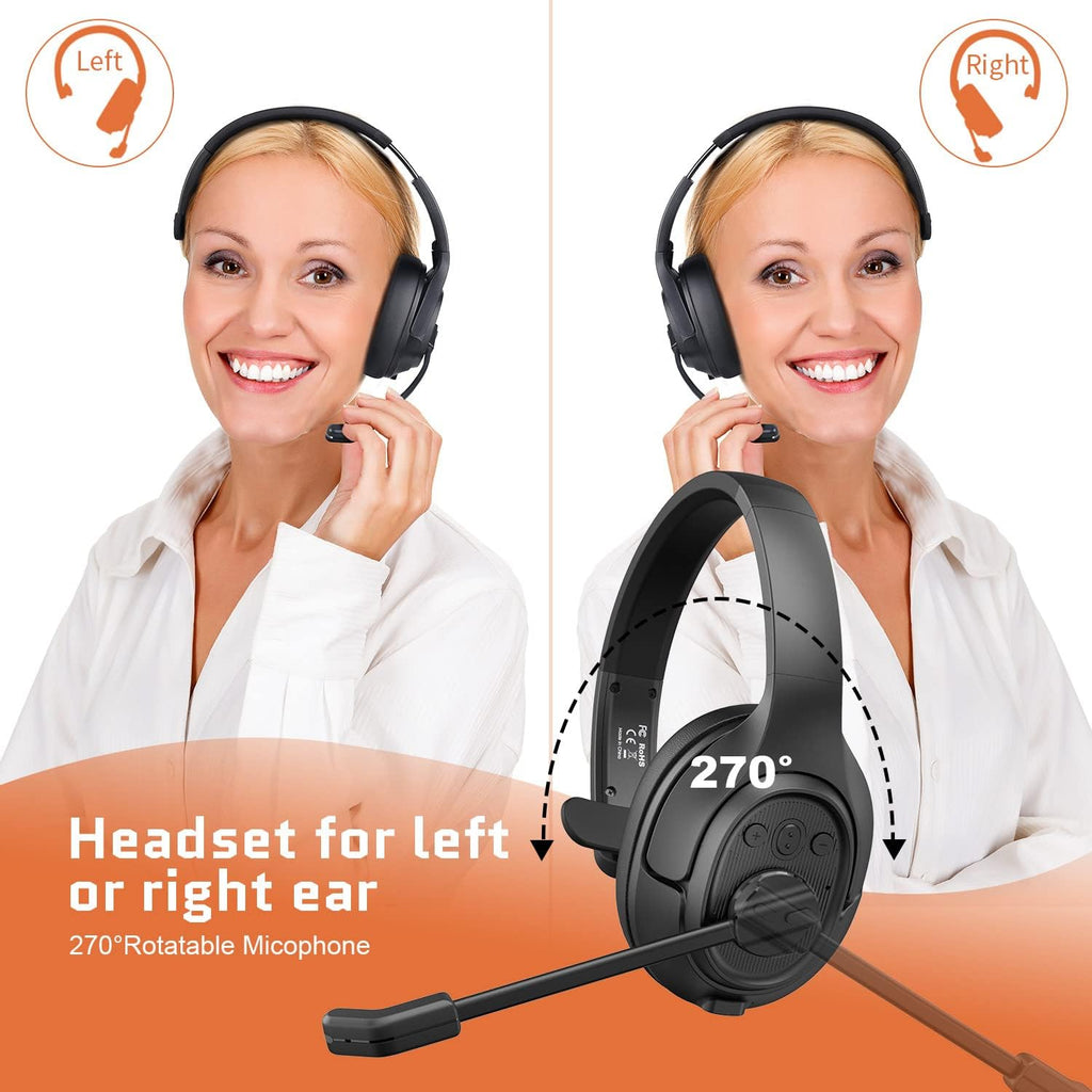 Noise Canceling Wireless Over Ear Bluetooth Headset with Microphone, Pack of 2 A701219
