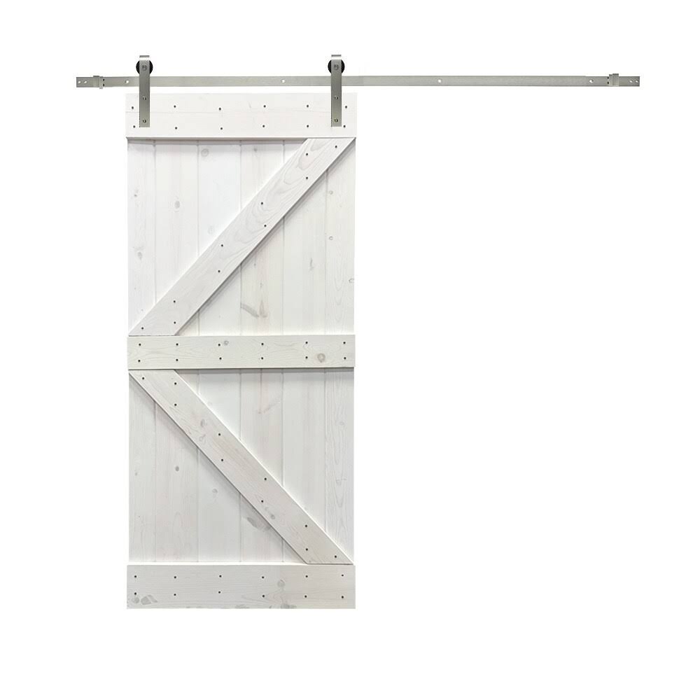 Solid Espresso Stained Knotty Pine Wood Interior Sliding Barn Door with Hardware Kit K77227