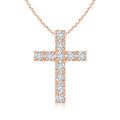 Diamond Cross Pendant Necklace in 14K Rose Gold I612