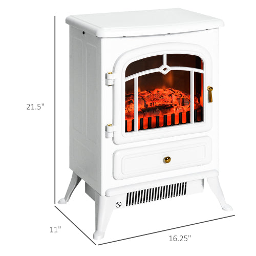 White Freestanding Electric Fireplace Heater, 750W/1500W X445