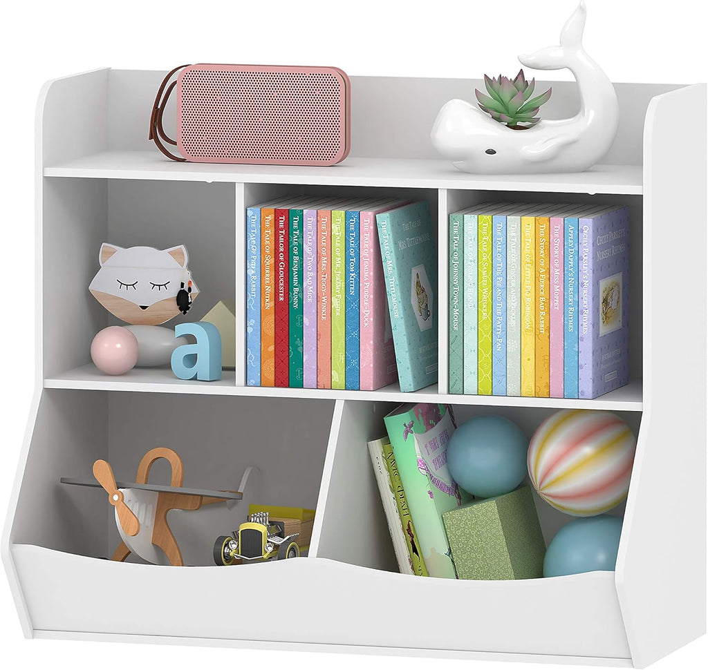 White Toy Storage Organizer with Bookcase R19211